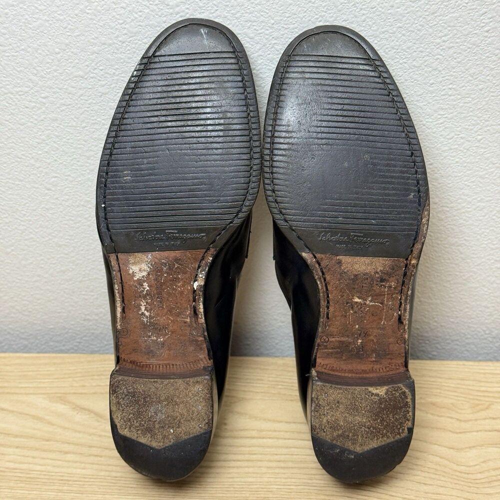 Salvatore Ferragamo Horsebit Loafers Womens 7.5 B Leather Black Office Event - Picture 8 of 13